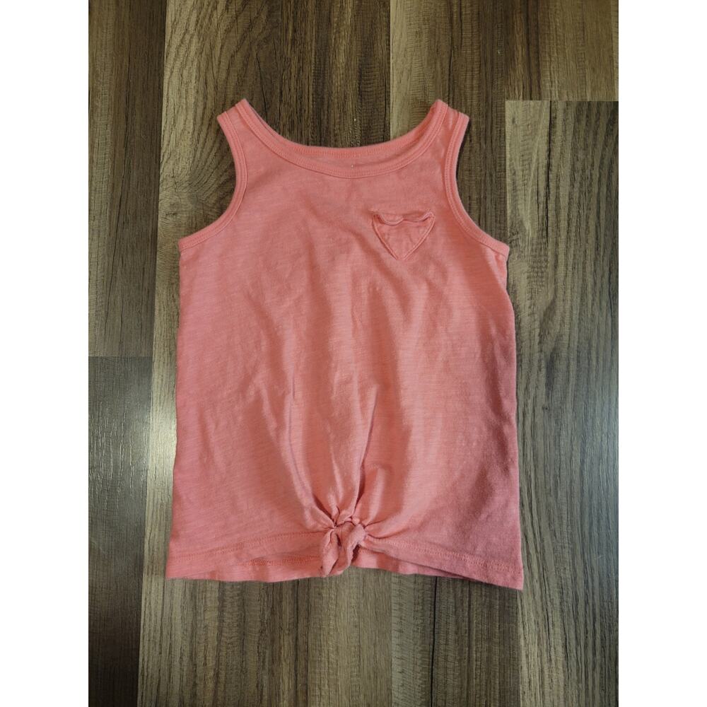 Carter's Girls Front Knot Heart Chest Pocket Pink Tank Top Girls Size 5